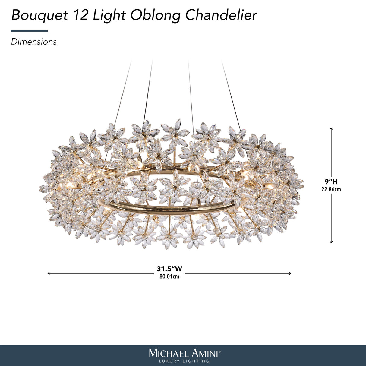 Michael Amini Lighting - Bouquet Round 32" Crystal Chandelier - Gold