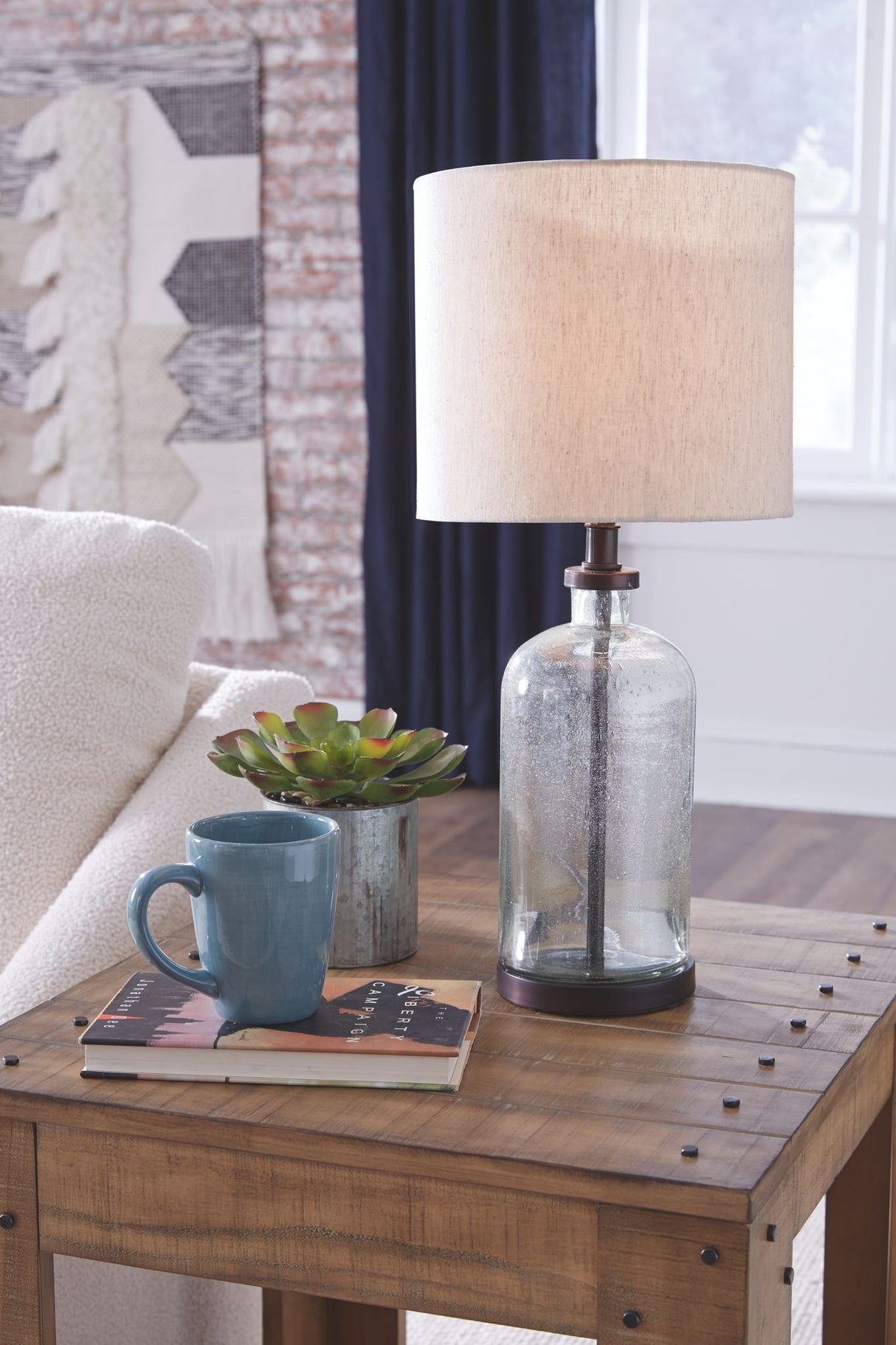 Bandile - Glass Table Lamp - Clear / Bronze Finish