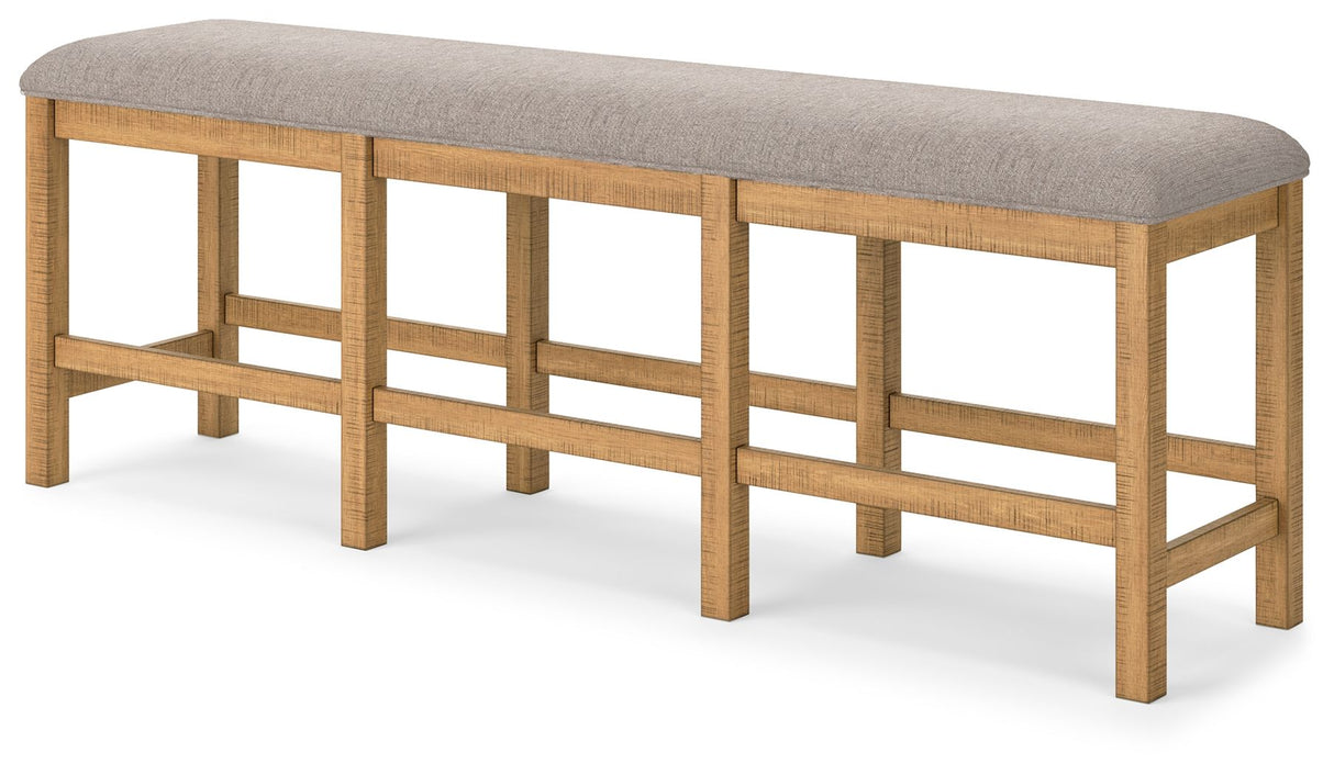 Havonplane - XL Counter Height Upholstered Dining Bench - Brown