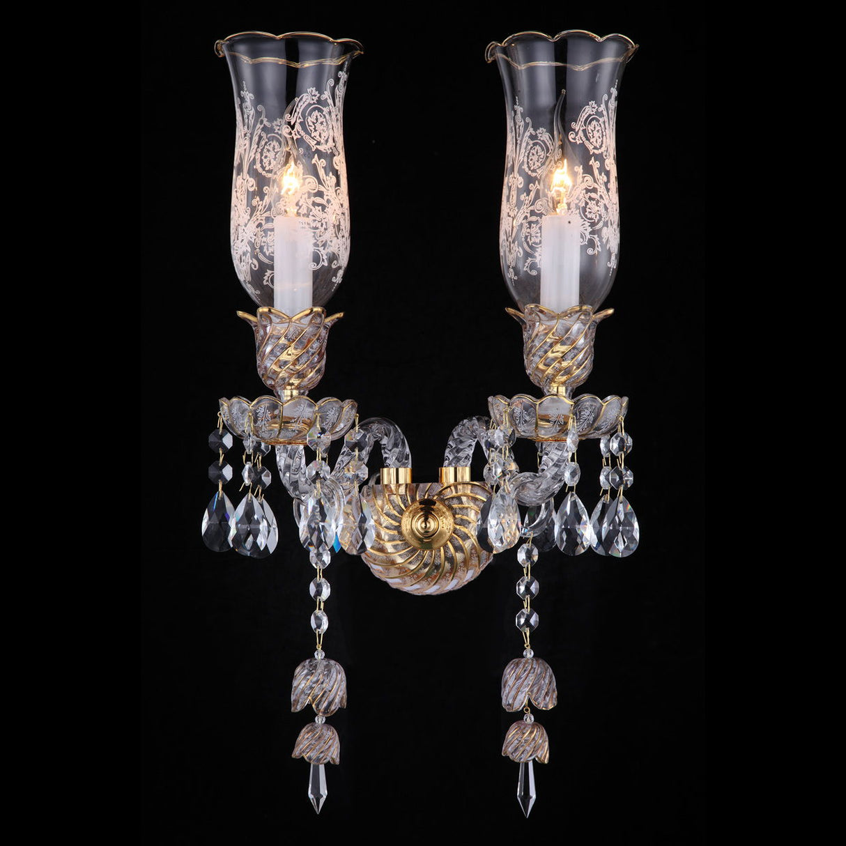 Michael Amini Lighting - Garnier 2-Light Traditional Crystal Wall Sconce - Gold