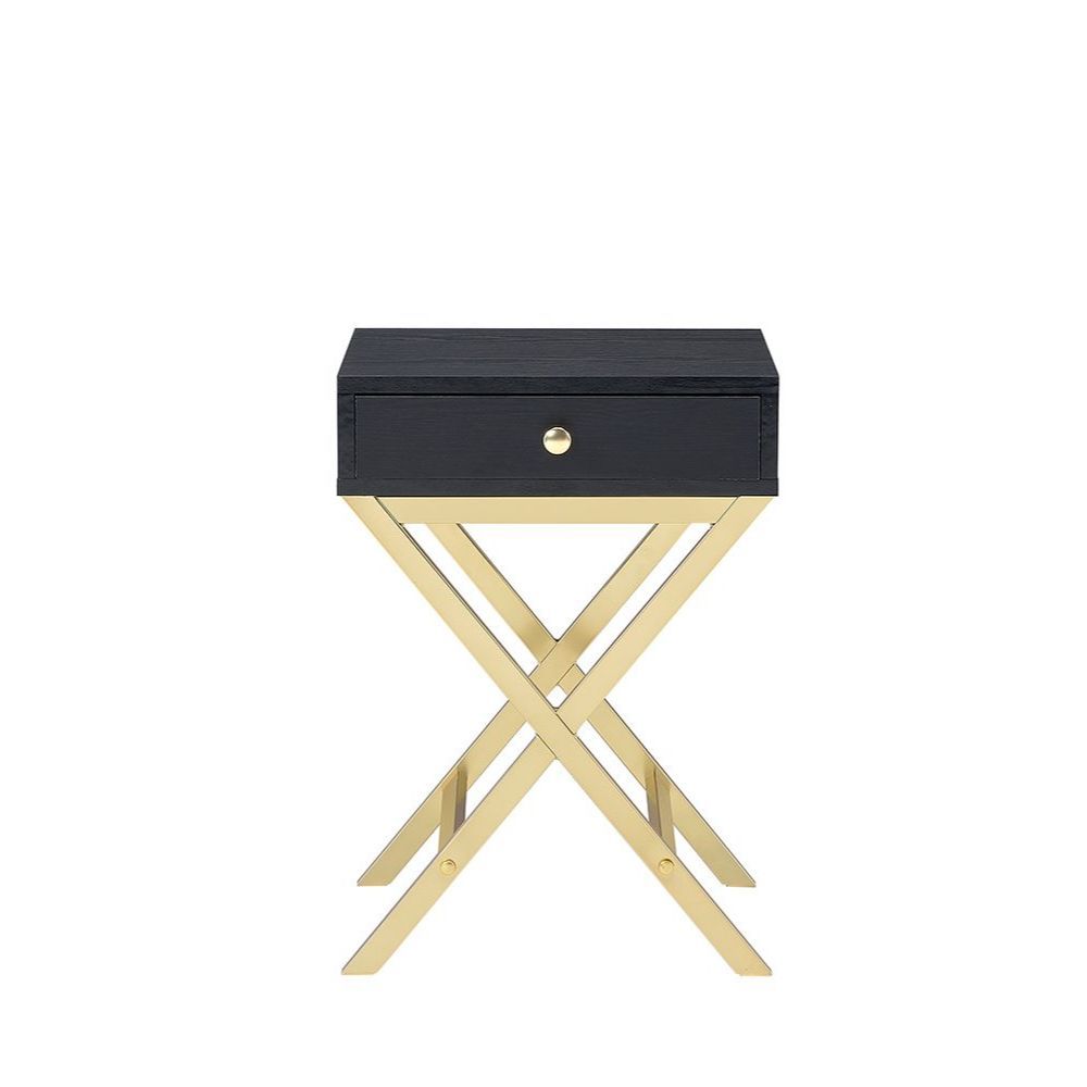Coleen - Accent Table - Black & Brass
