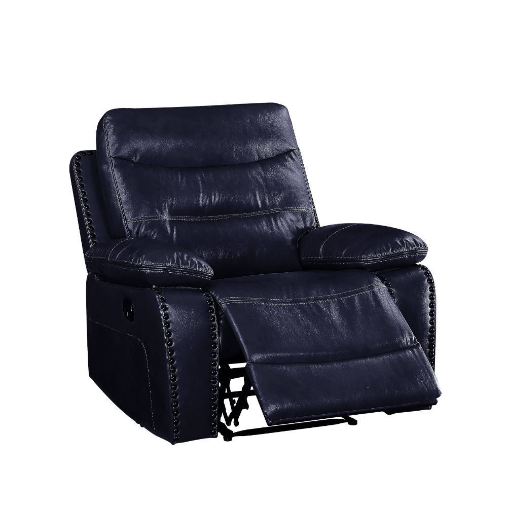 Aashi - Motion Recliner - Navy Leather-Gel Match