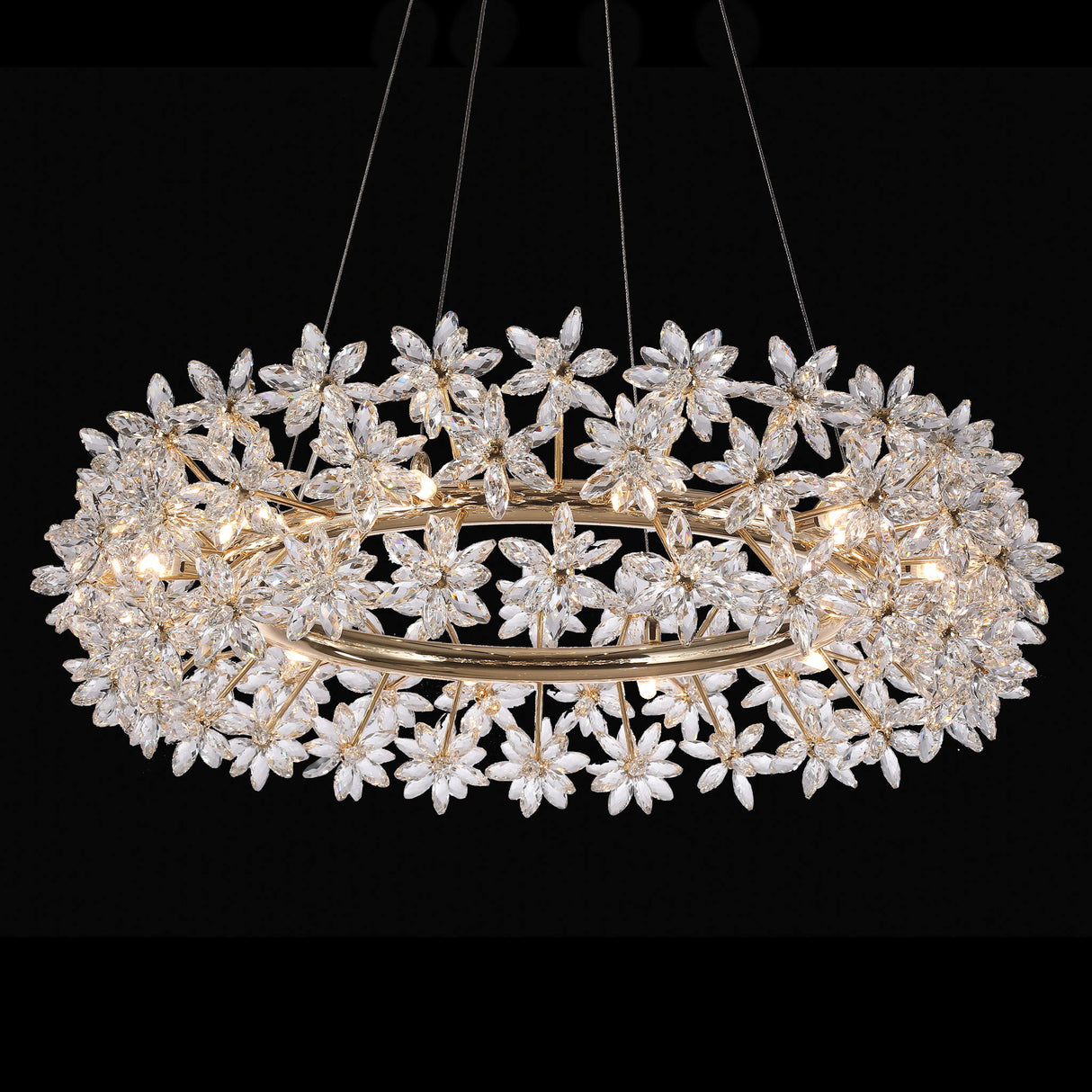 Michael Amini Lighting - Bouquet Round 32" Crystal Chandelier - Gold