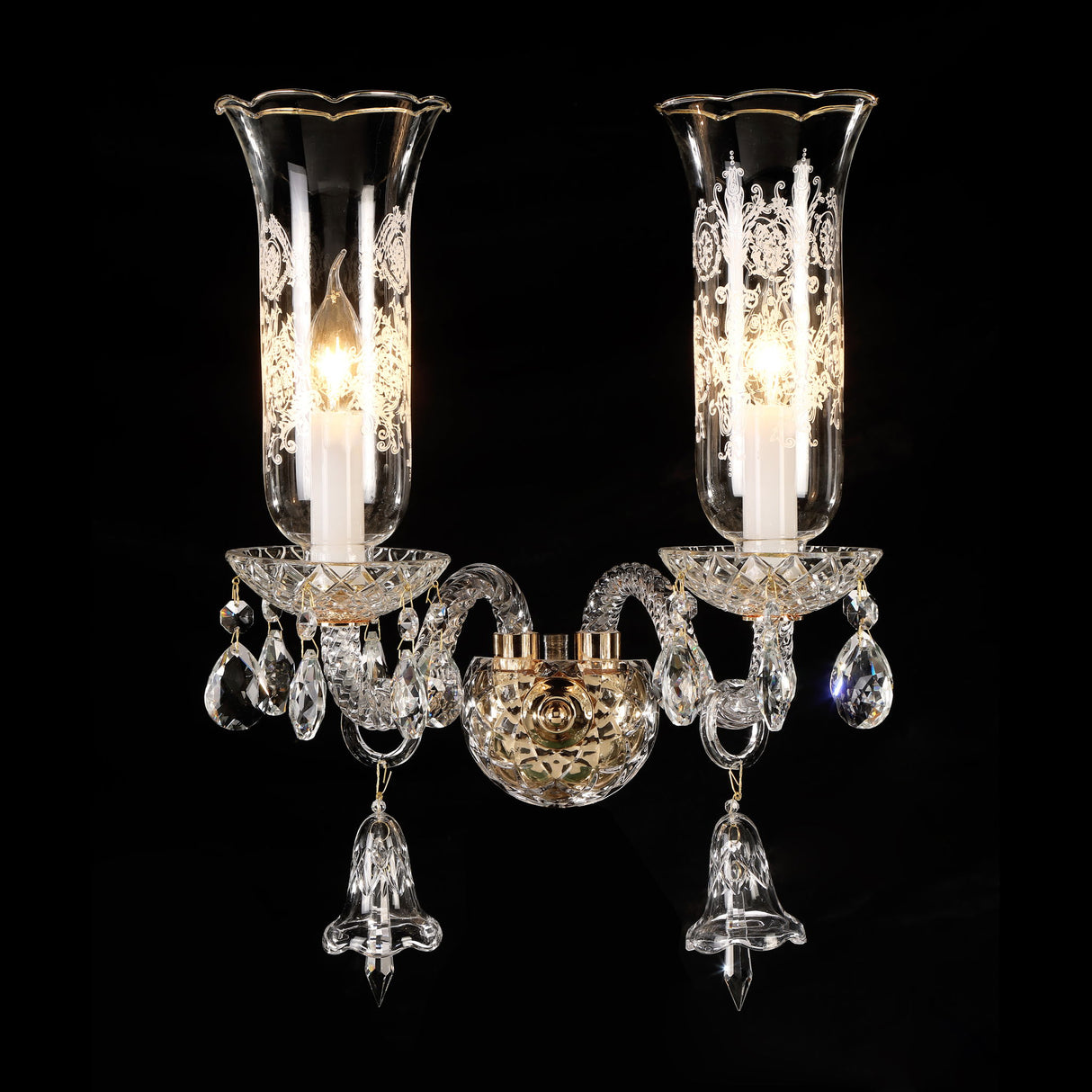 Michael Amini Lighting - Winter Palace 2-Light Traditional Crystal Wall Sconce - Gold / White