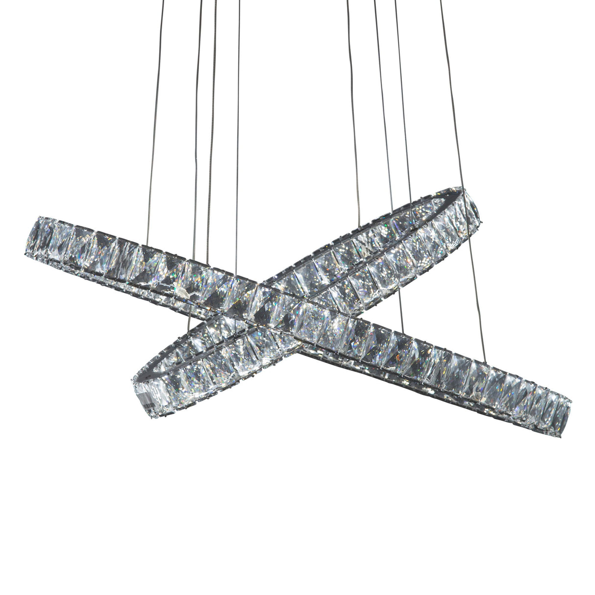 Michael Amini Lighting - Crossover Modern Crystal LED Chandelier - Chrome