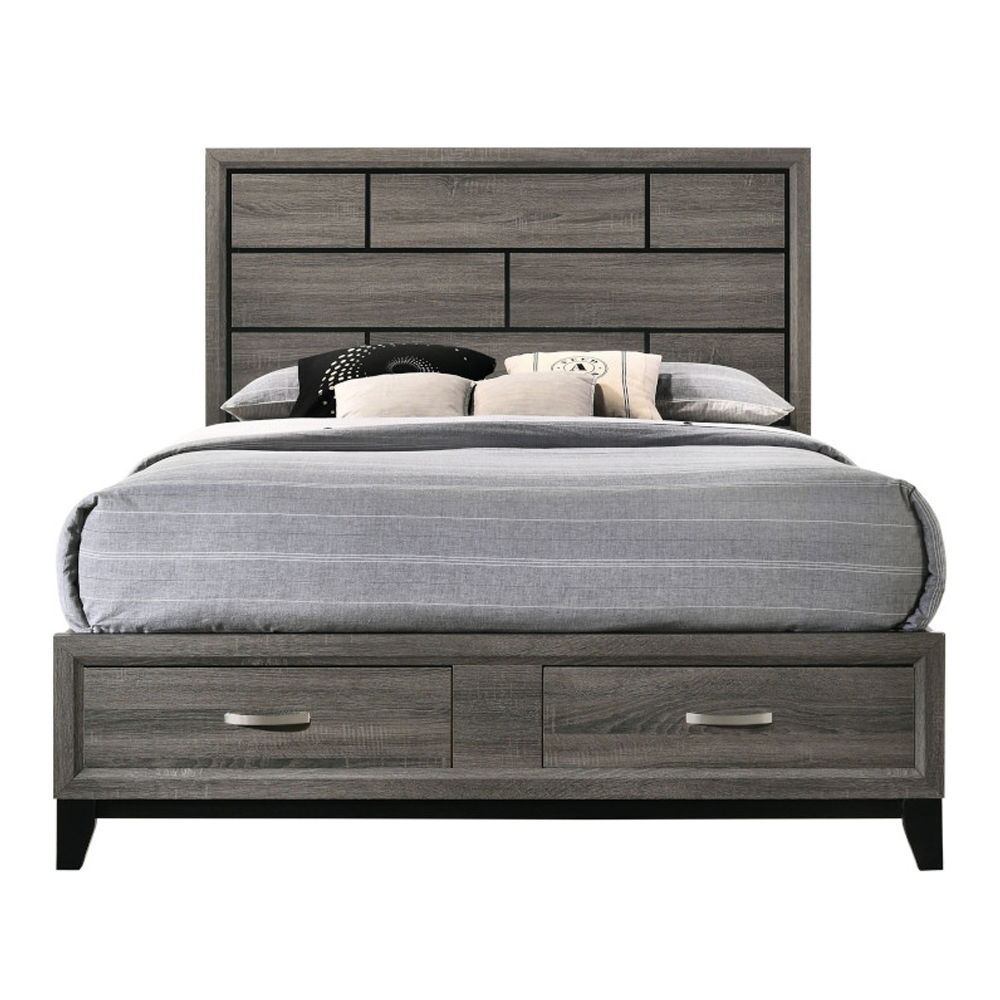 Valdemar - Eastern King Bed With Storage - Weathered Gray
