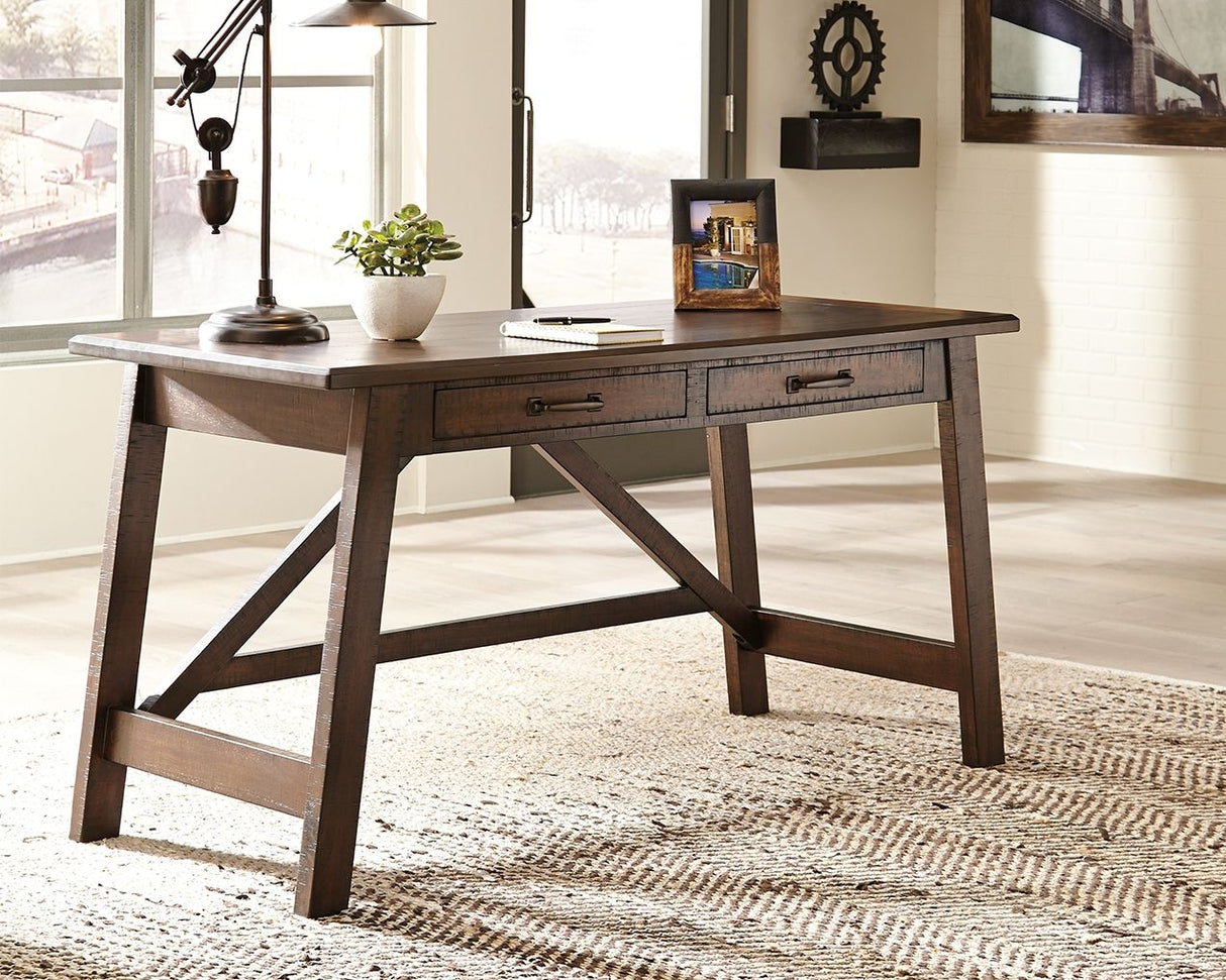 Baldridge - Home Office Large Leg Desk - Rustic Brown