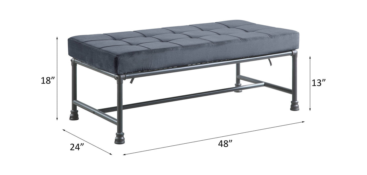 Brantley - Bench - Gray Velvet & Sandy Gray