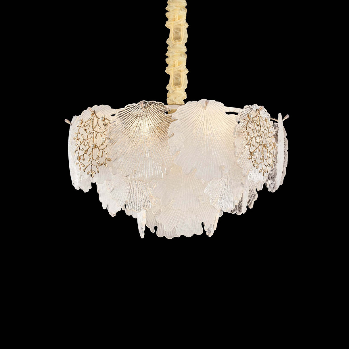 Michael Amini Lighting - Almara 7-Light Frosted Glass Chandelier - Frost / Gold