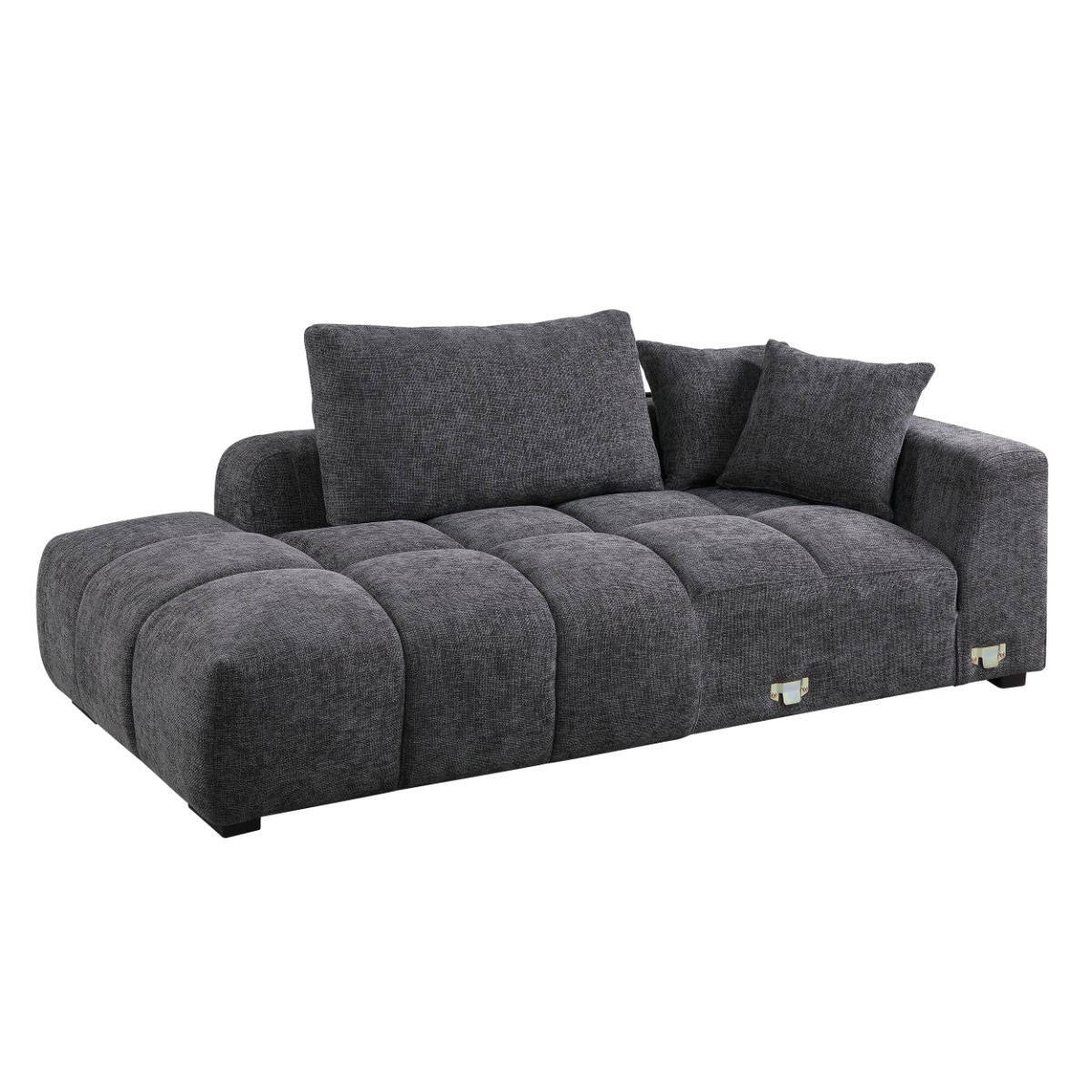 Chosen - Sectional Sofa With 6 Pillows - Gray Chenille