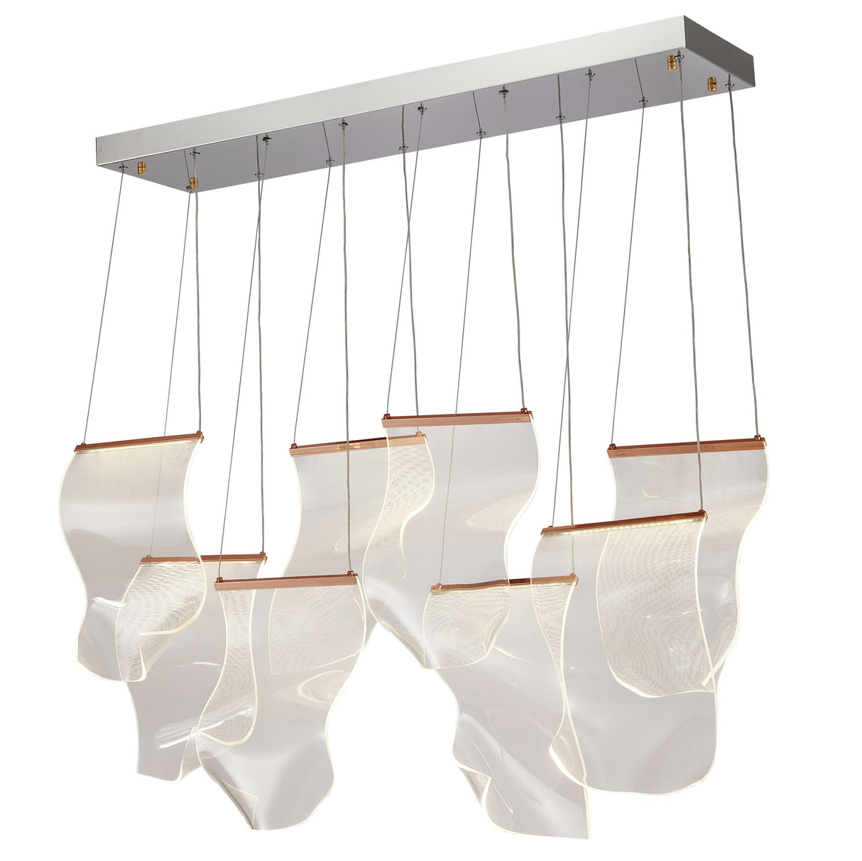 Michael Amini Lighting - Sheer Waves 8-Light Modern LED Chandelier - Rose Gold