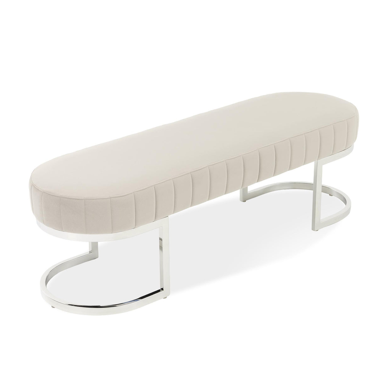 Signature Beds & Benches - Orchid Velvet Accent Bench - Gray / Chrome