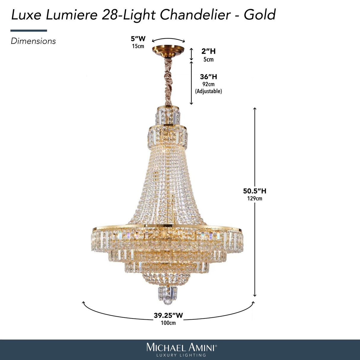 Michael Amini Lighting - Luxe Lumiere 28-Light Crystal Chandelier - Gold