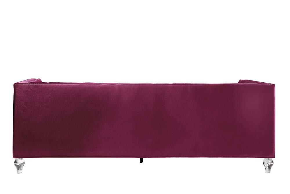 Heibero - Sofa With 2 Pillows (Same 56895) - Burgundy Velvet