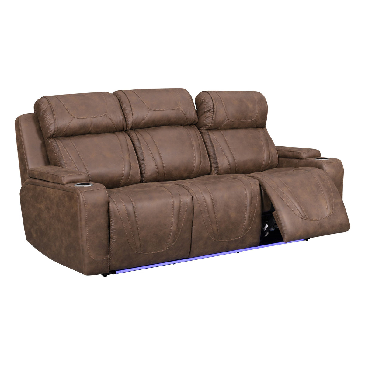 Carrow - Sofa With Power Headrest & Footrest, Stereo, Massage - Brown