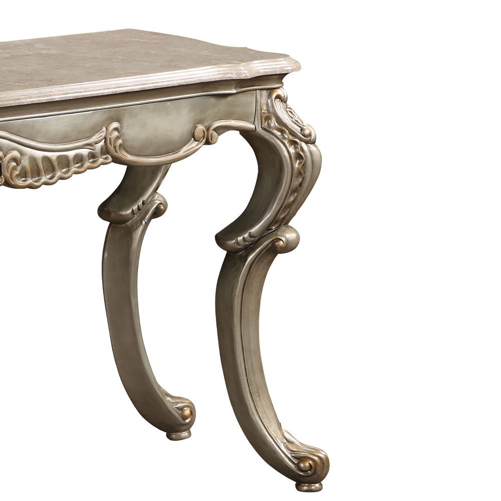 Miliani - Sofa Table With Marble Top - Natural Marble Top & Antique Bronze