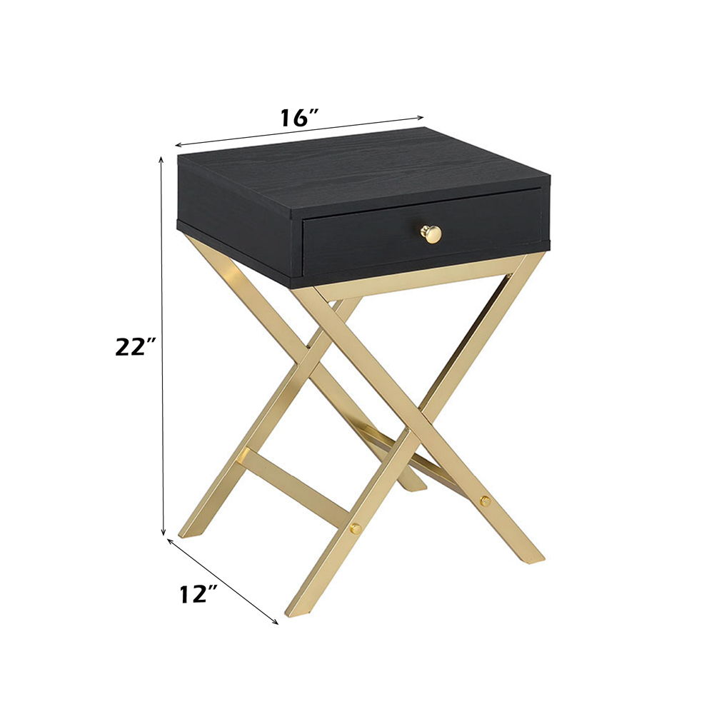 Coleen - Accent Table - Black & Brass