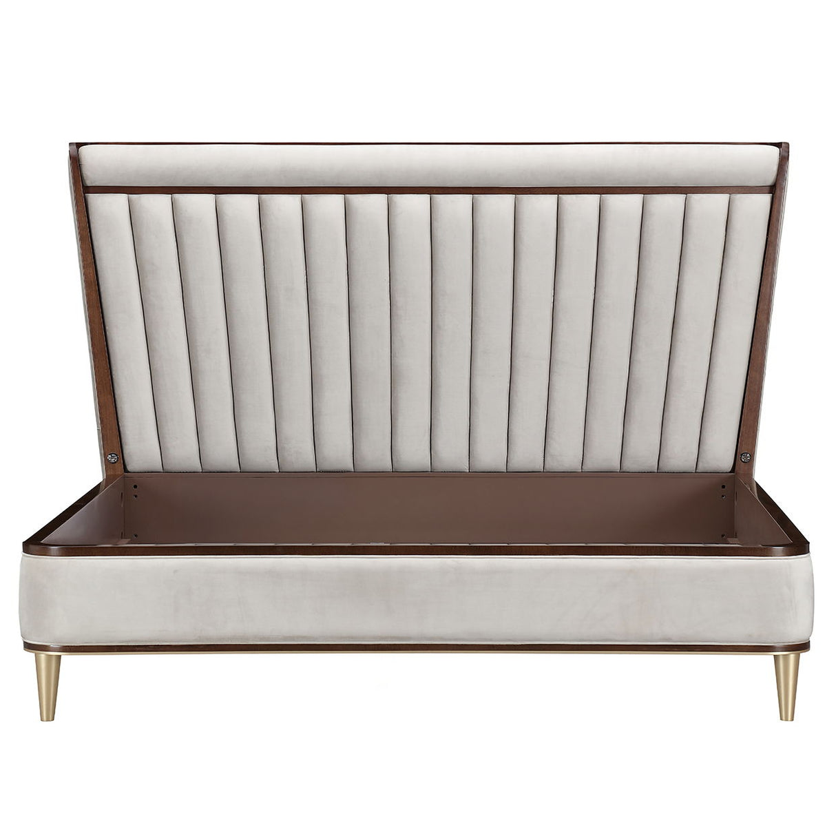Houston - Eastern King Channel Tufted Panel Bed - Porcini / Walnut