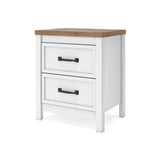 Kerisden - Two Drawer Night Stand - White / Brown