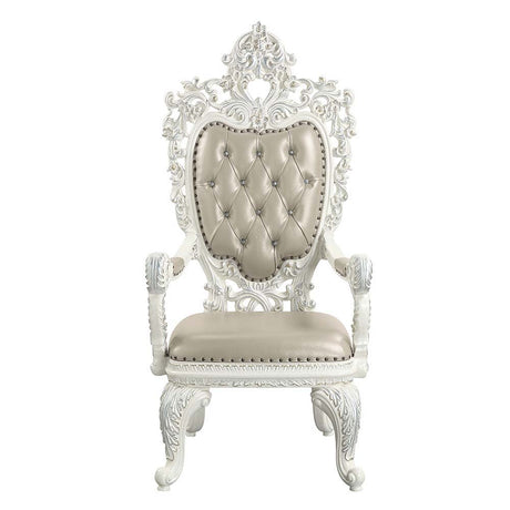Vanaheim - Arm Chair (Set of 2) - Beige Synthetic Leather & Antique White