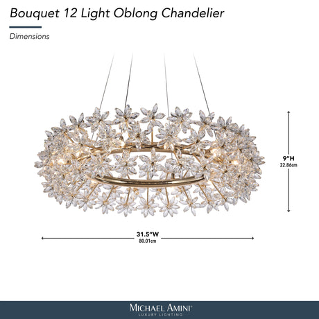 Michael Amini Lighting - Bouquet Round 32" Crystal Chandelier - Gold