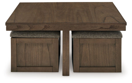 Boardernest - Cocktail Table With 4 Stools (Set of 5) - Brown