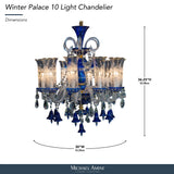 Michael Amini Lighting - Winter Palace 10-Light Traditional Crystal Chandelier - Royal Blue / Pearl Silver