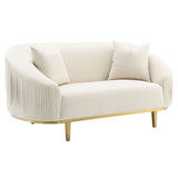 Martina - Loveseat With 2 Pillows - Ivory Velvet