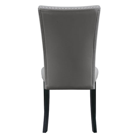 Caralin - Side Chair (Set of 2) - Gray Synthetic Leather & Black