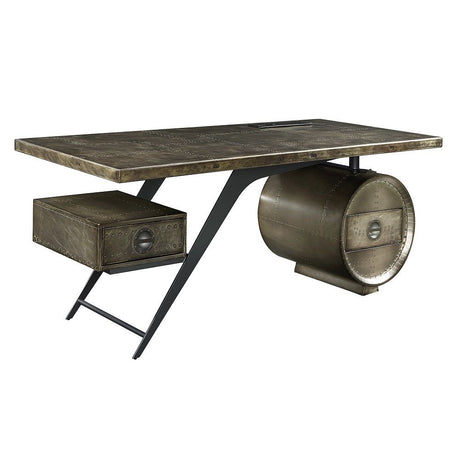 Brancaster - Executive Writing Desk With USB - Bronze Aluminum