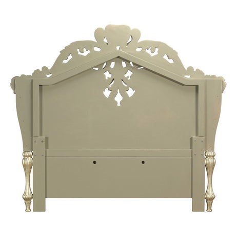 Vatican - Eastern King Bed - Synthetic Leather, Light Gold & Champagne Silver