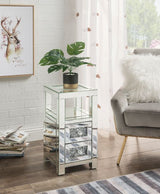 Noralie - 24" Accent Table - Clear Glass, Mirrored & Faux Diamonds