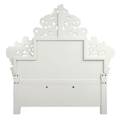 Vanaheim - Eastern King Bed - Beige Synthetic Leather & Antique White