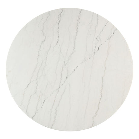 Edwyn - Round Dining Table - White Natural Marble Top & Espresso