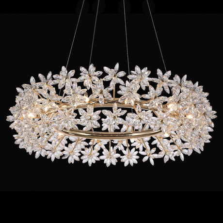 Michael Amini Lighting - Bouquet Round 32" Crystal Chandelier - Gold
