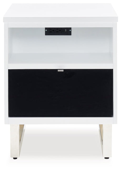 Gardoni - Chair Side End Table - White / Black