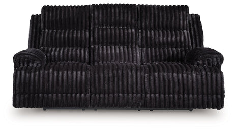 Rhine Falls - Reclining Power Sofa With Drop Down Table - Onyx