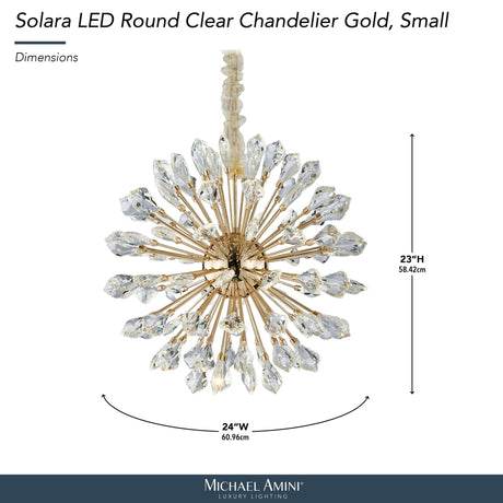 Michael Amini Lighting - Solara 24" Round Crystal LED Chandelier - Gold