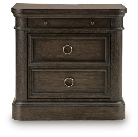Wickenger - Two Drawer Night Stand - Dark Brown