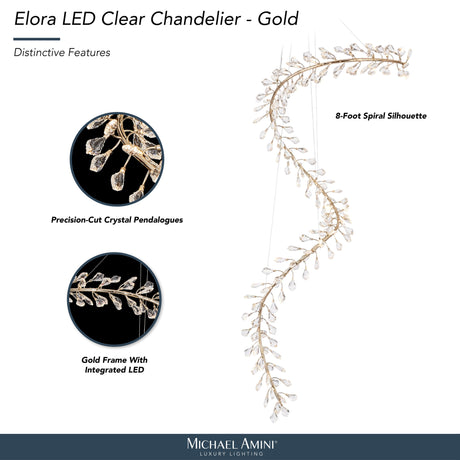 Michael Amini Lighting - Elora 98" LED Crystal Chandelier - Gold