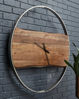 Panchali - Wall Clock - Brown / Silver Finish