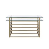 Shona - Writing Desk - Clear Glass Top & Antique Gold