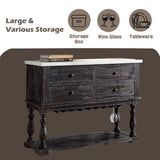 Gerardo - Server - White Marble Top & Weathered Espresso