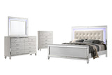 Valentino - Queen 4 Piece Bedroom Set(Bed, Dresser, Mirror, Chest) - White