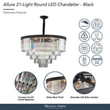 Michael Amini Lighting - Allure 21-Light Round Crystal Chandelier - Matte Black / Pearl Silver