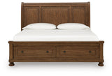 Zackaryn - King Sleigh Storage Bed - Warm Brown