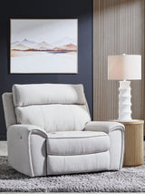 Social Pointe - Power Recliner / Adjustable Headrest - Pearl / Ash