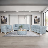 Saree - Chair - Light Teal Chenille & White