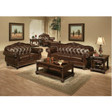 Anondale - Sofa - Espresso Top Grain Leather Match & Cherry
