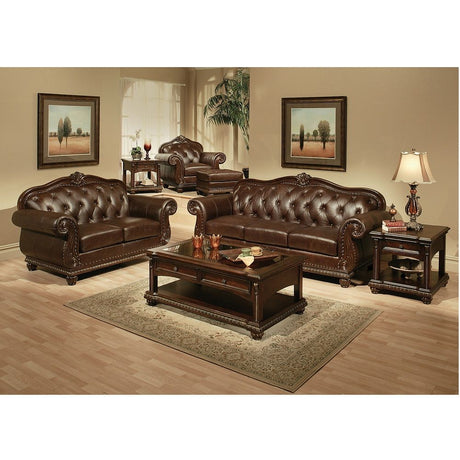 Anondale - Sofa - Espresso Top Grain Leather Match & Cherry